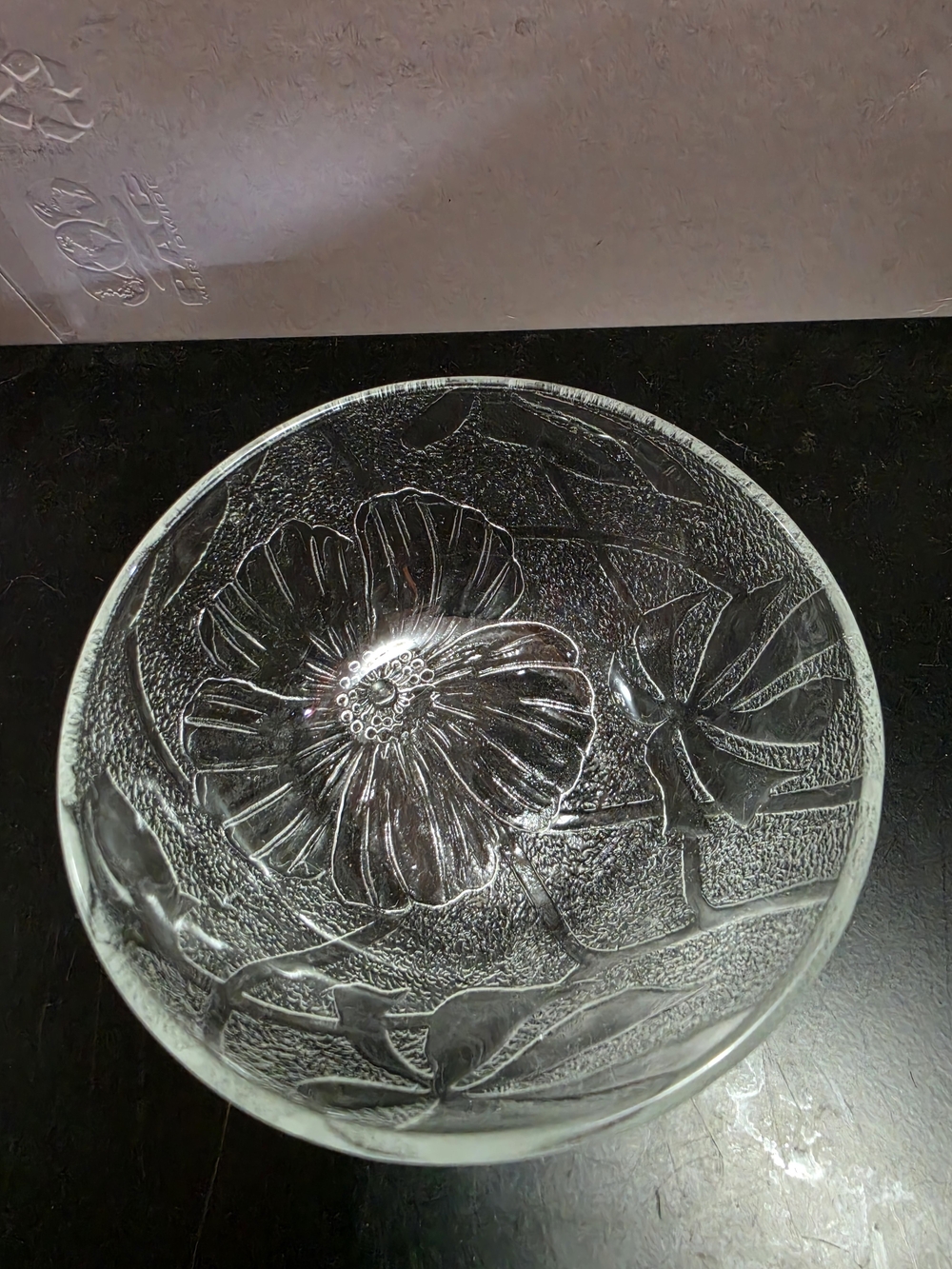 Rosenthal Netter Germany Glass Poppy Flower Bowl Textured MCM 5" Vintage